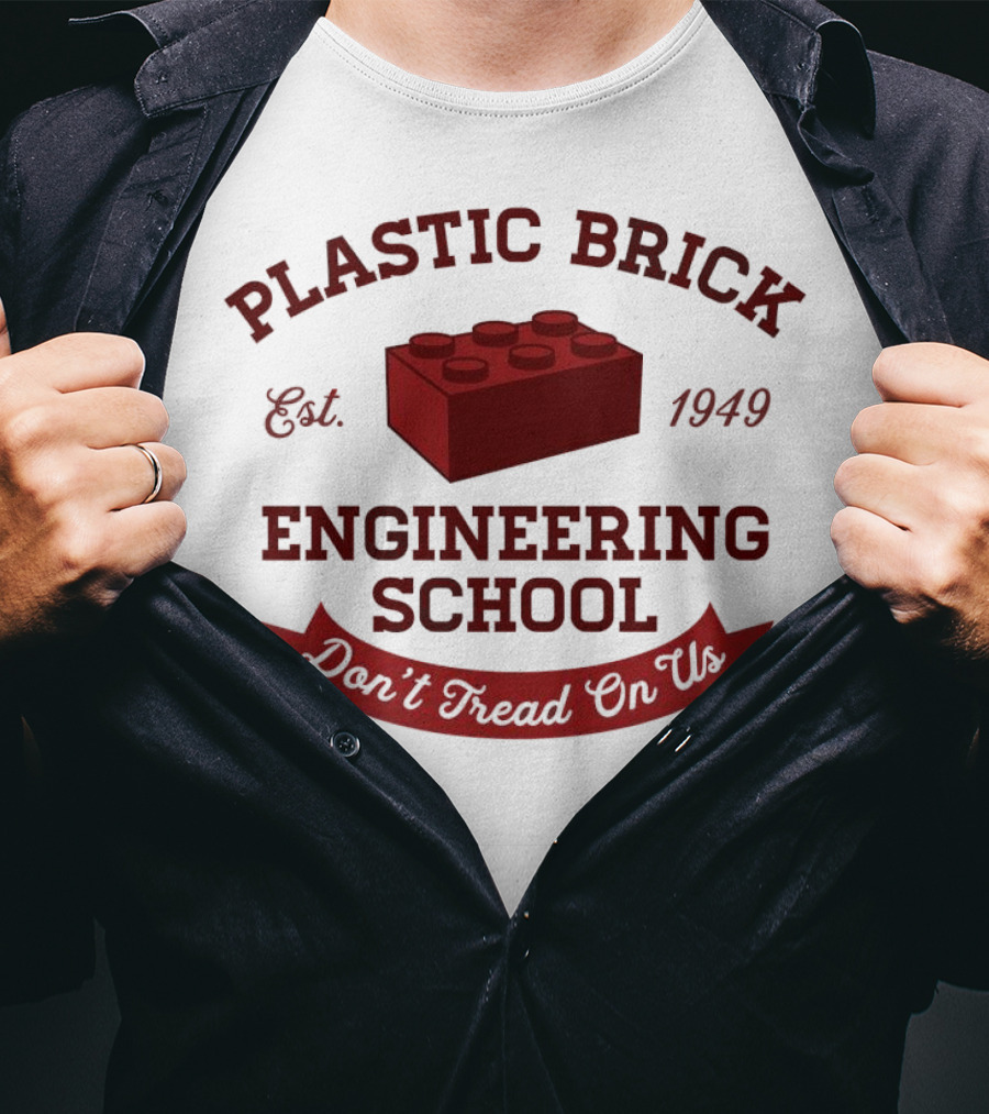 Plastic Brick Engineering School Est. 1949 Don't Tread On Us LEGO Brick Building T-Shirt