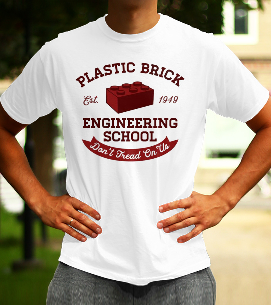 Plastic Brick Engineering School Est. 1949 Don't Tread On Us LEGO Brick Building T-Shirt