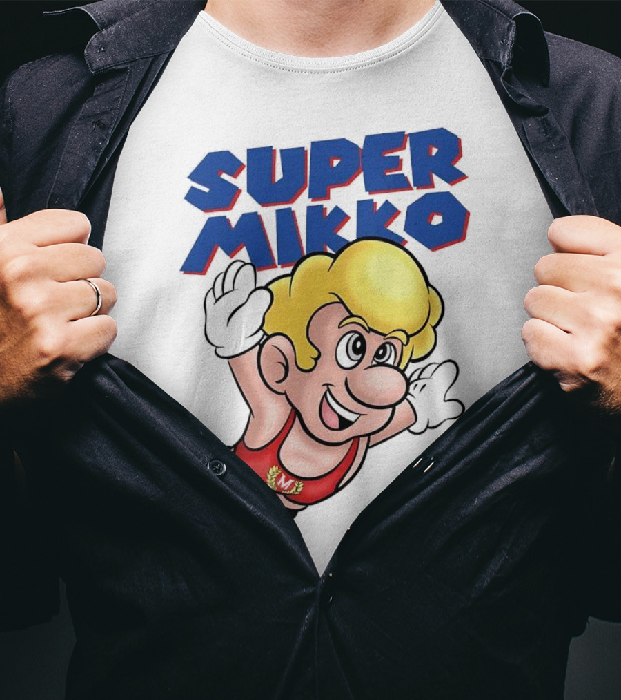 Super Mikko Flying Character Parody Super Mario Game T-Shirt