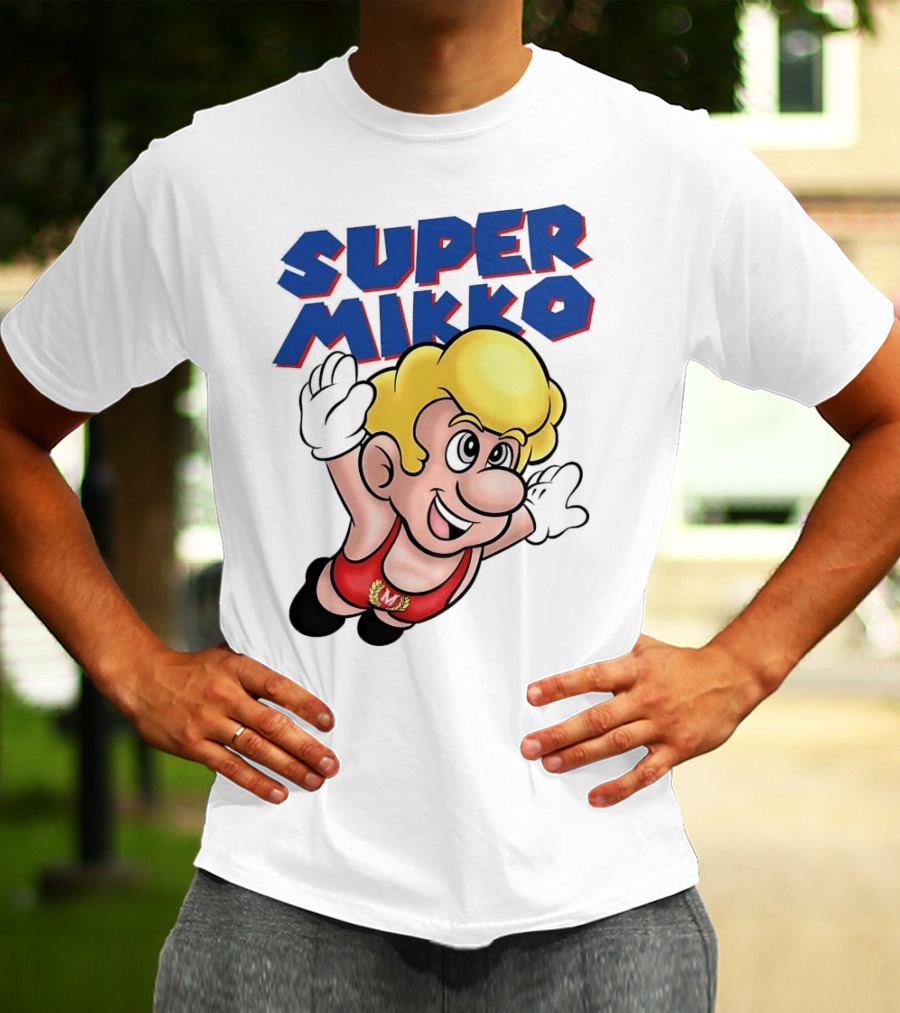 Super Mikko Flying Character Parody Super Mario Game T-Shirt