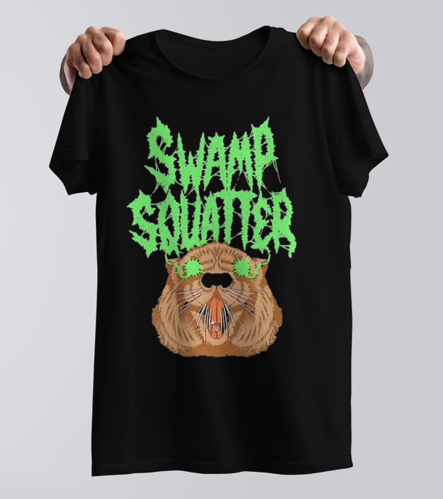 SWAMP SQUATTER GREEN MONSTER FACE T-Shirt