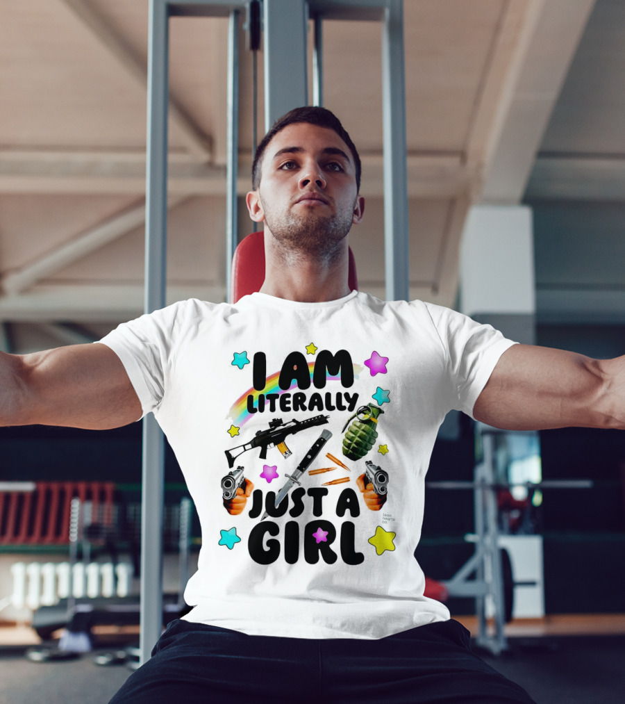 I Am Literally Just A Girl Rainbow Grenade Stars Guns T-Shirt