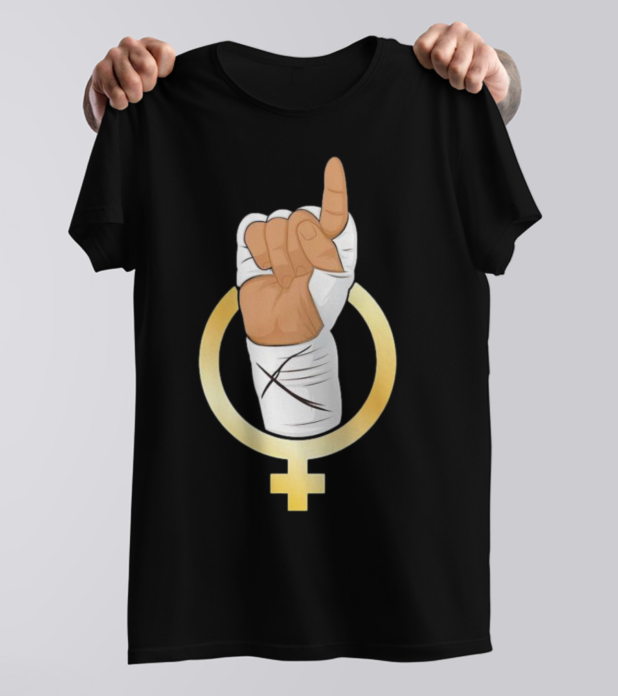 Gold Female Boxing Hand Symbol Feminist Power T-Shirt