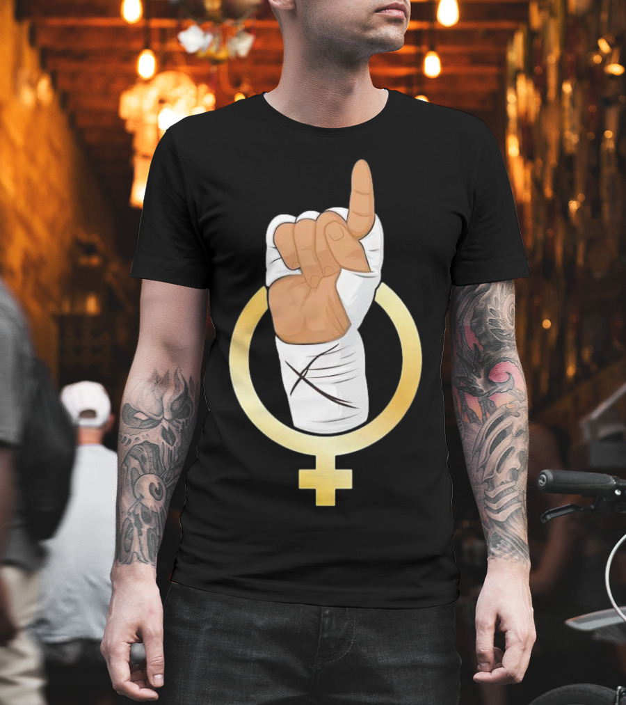 Gold Female Boxing Hand Symbol Feminist Power T-Shirt