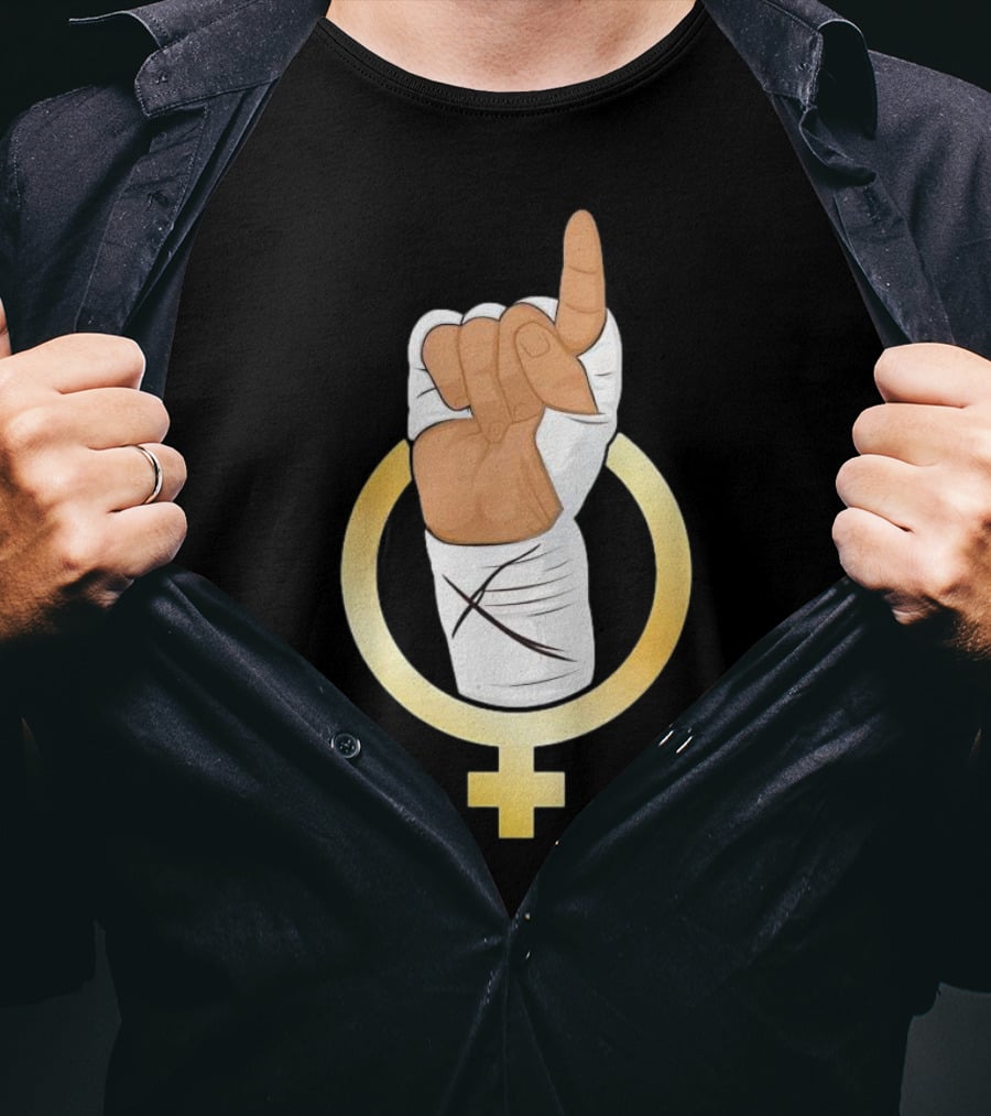 Gold Female Boxing Hand Symbol Feminist Power T-Shirt