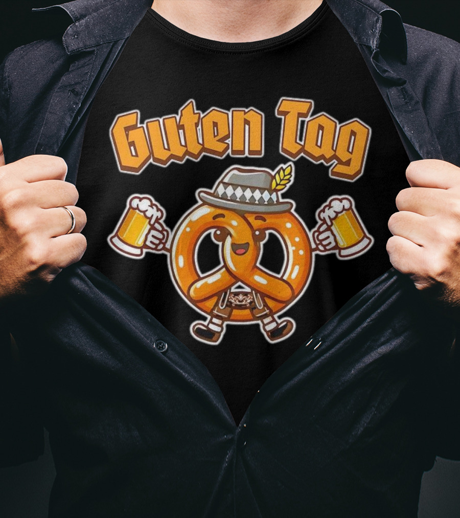 Guten Tag Pretzel With Beer Oktoberfest Cheers T-Shirt