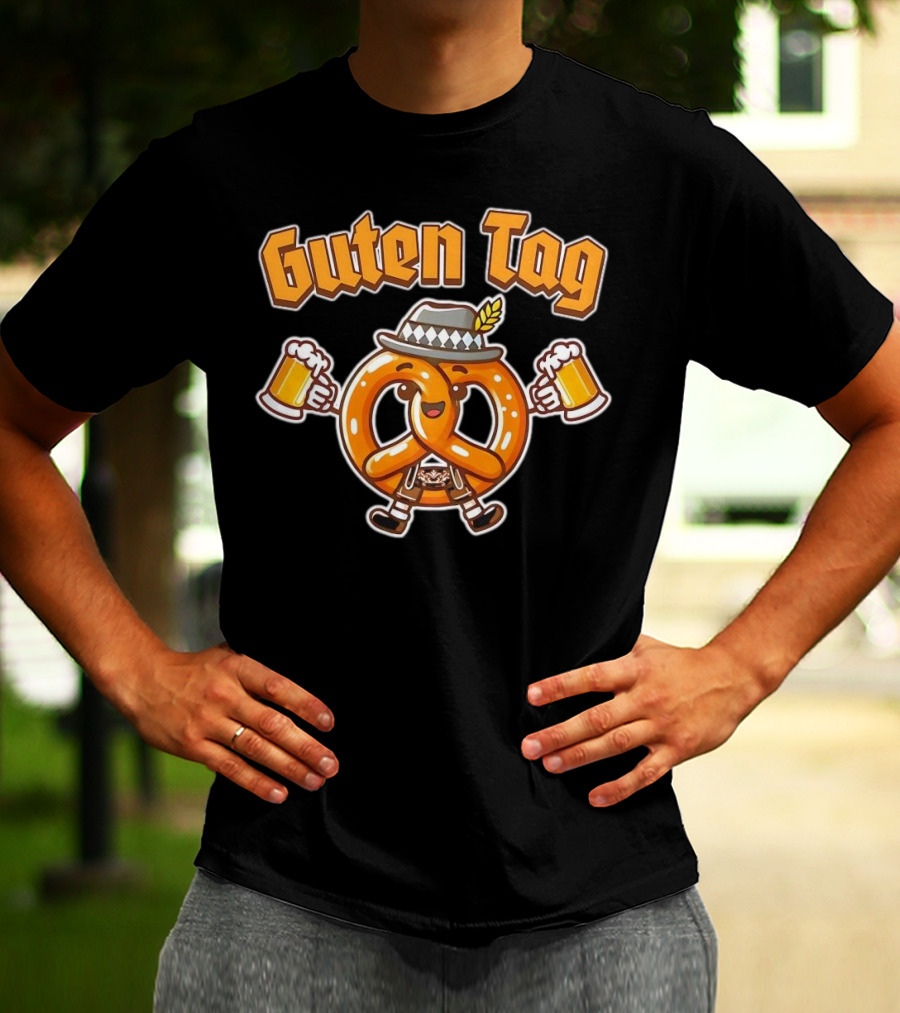 Guten Tag Pretzel With Beer Oktoberfest Cheers T-Shirt