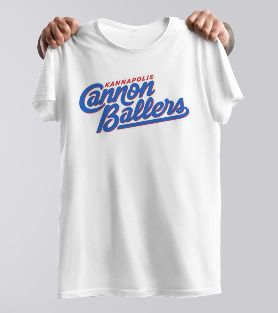 Kannapolis Cannon Ballers Red And Blue Script T-Shirt