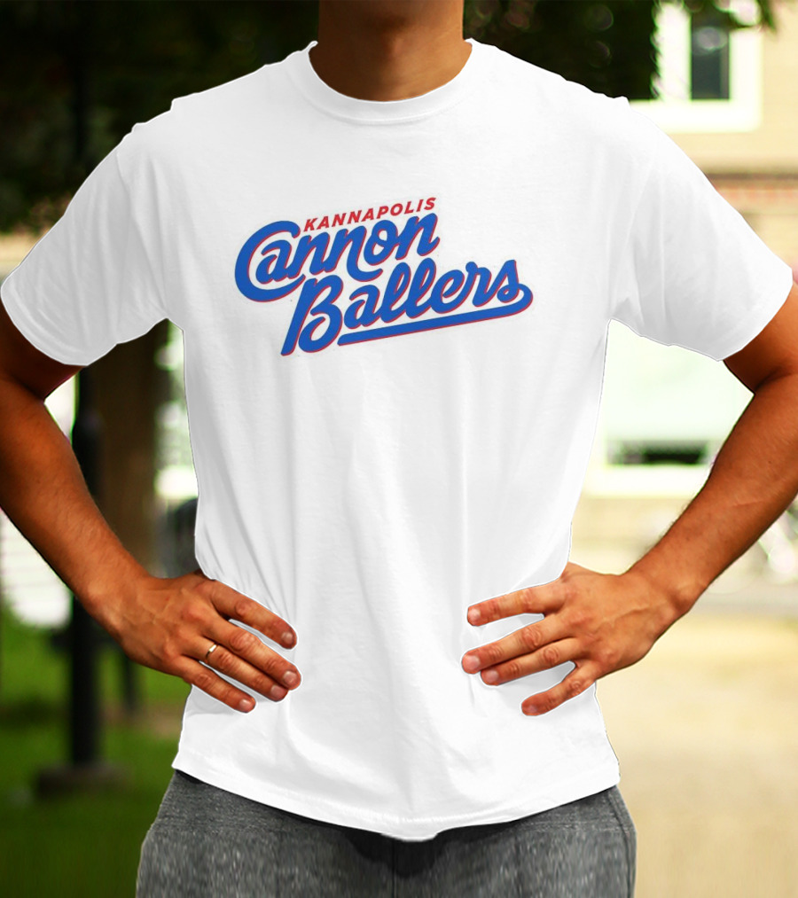 Kannapolis Cannon Ballers Red And Blue Script T-Shirt