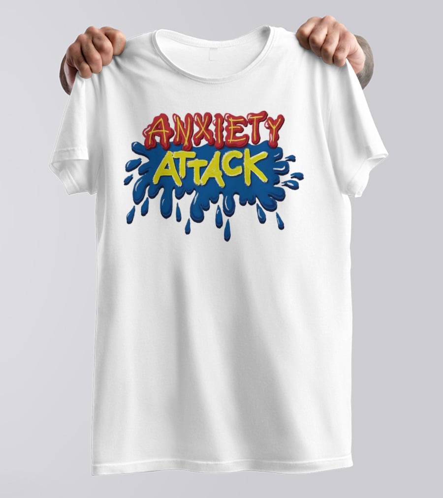 Anxiety Attack Bright Comic Style Text With Blue Splashes T-Shirt