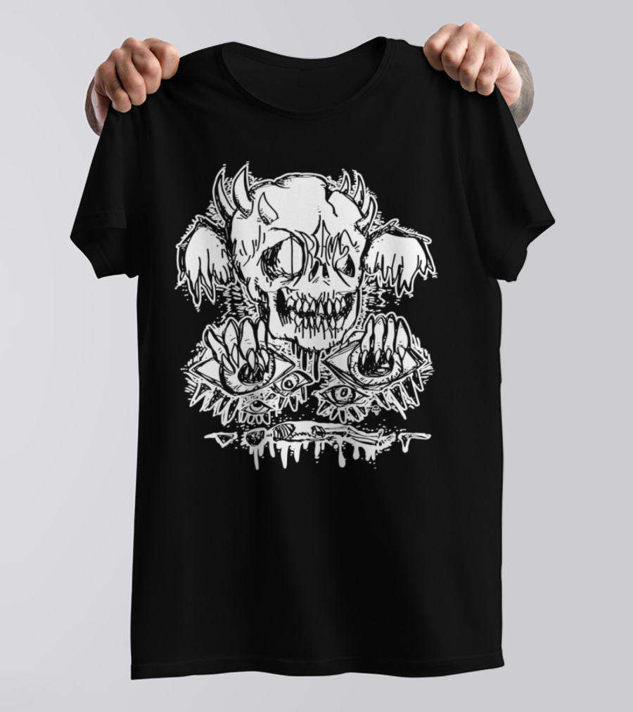 Metal Dream Skull Monstrous Demon Eyes And Teeth T-Shirt