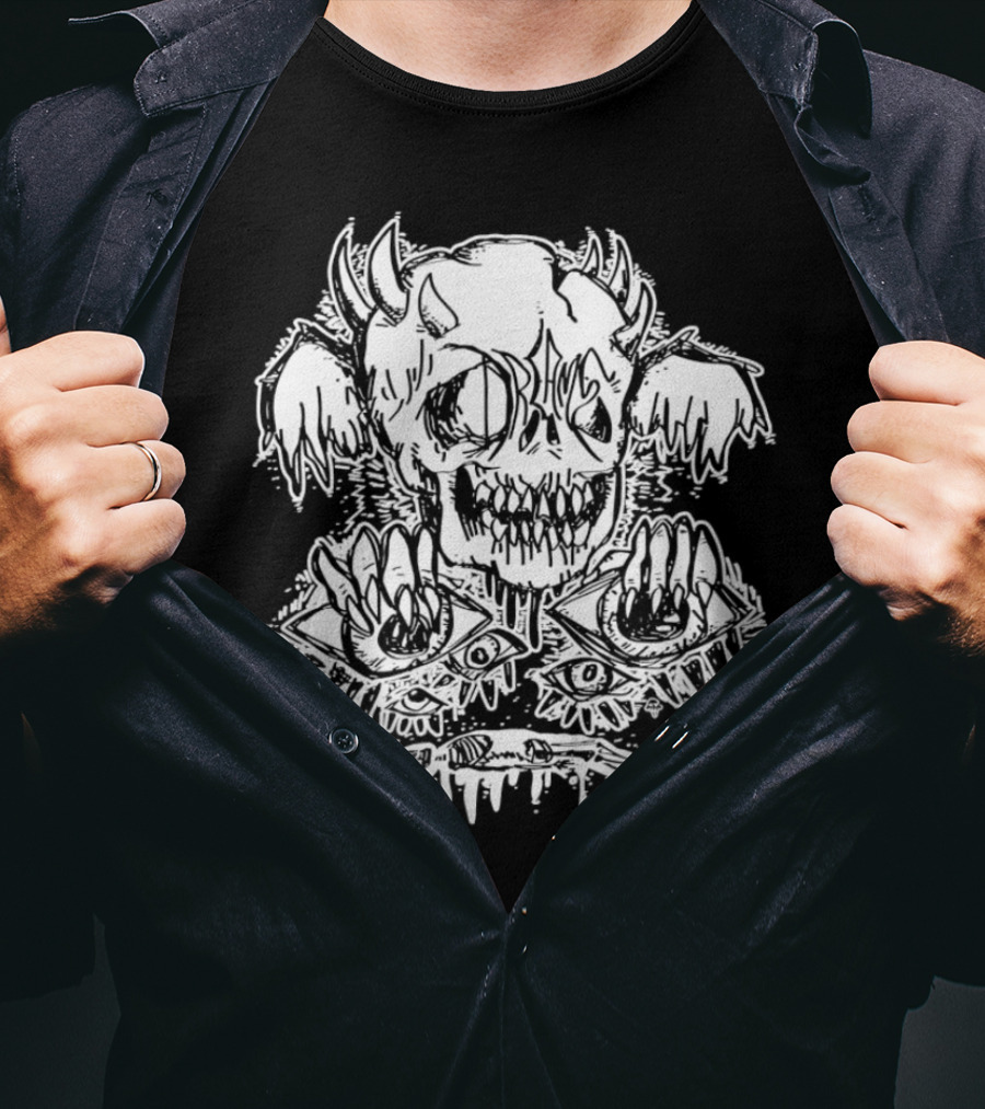 Metal Dream Skull Monstrous Demon Eyes And Teeth T-Shirt