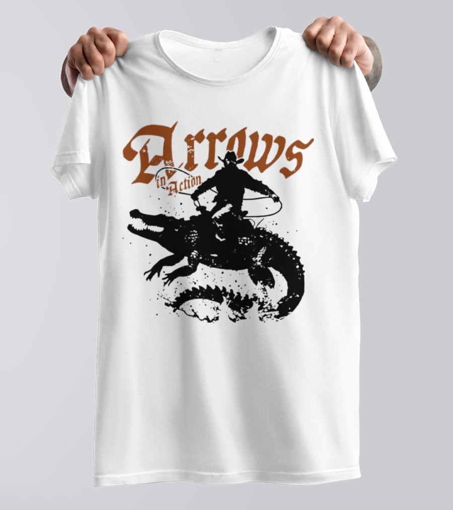 Arrows In Action Cowboy Riding Alligator T-Shirt