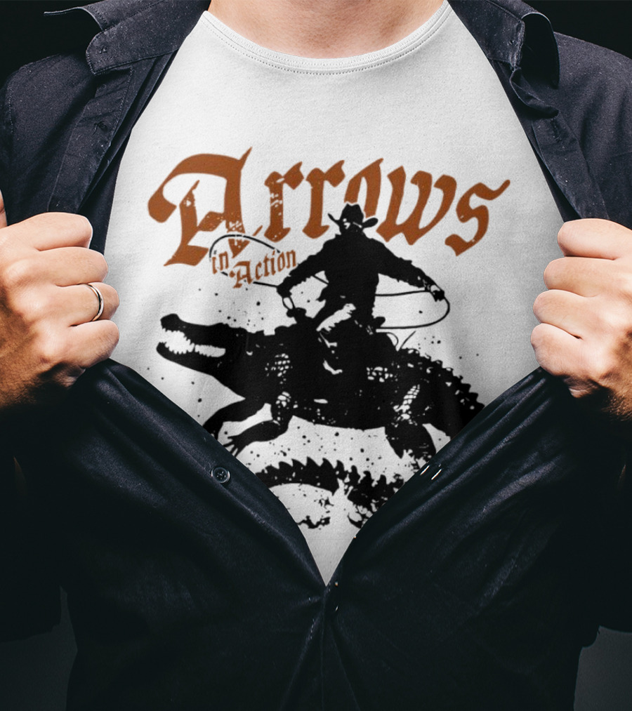 Arrows In Action Cowboy Riding Alligator T-Shirt