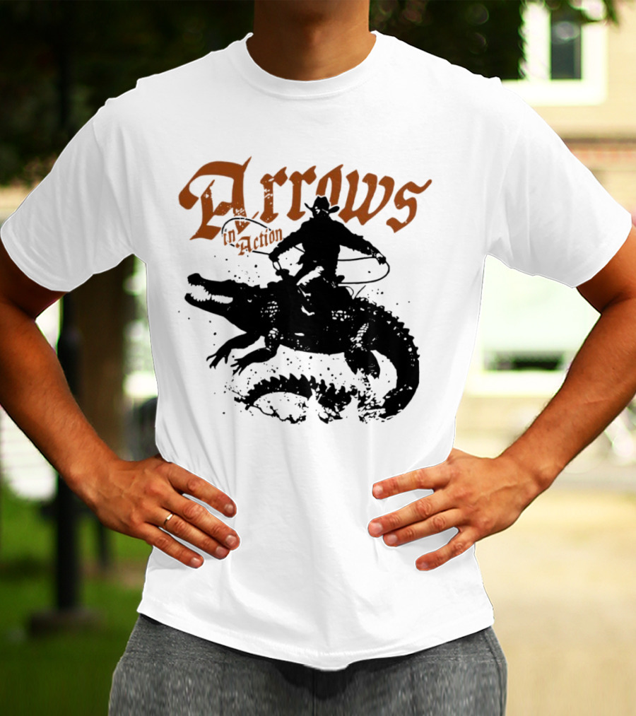 Arrows In Action Cowboy Riding Alligator T-Shirt