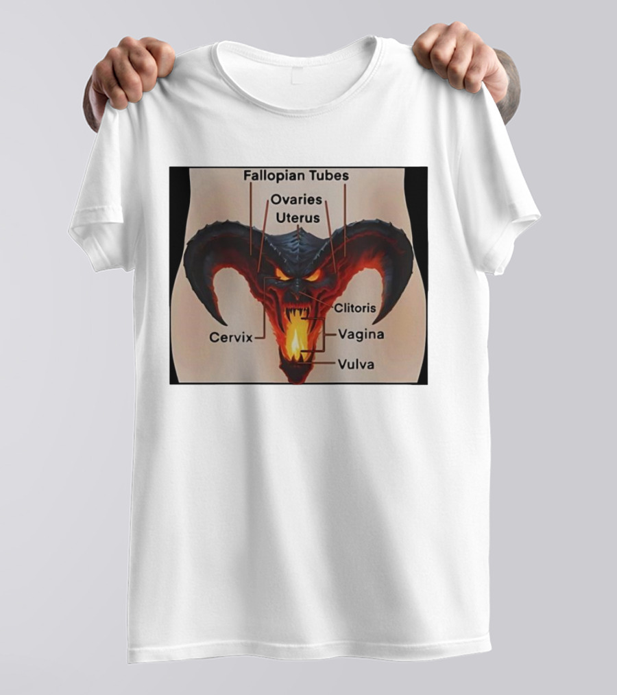 Fallopian Tubes Ovaries Uterus Cervix Clitoris Vagina Vulva Demon Anatomy T-Shirt