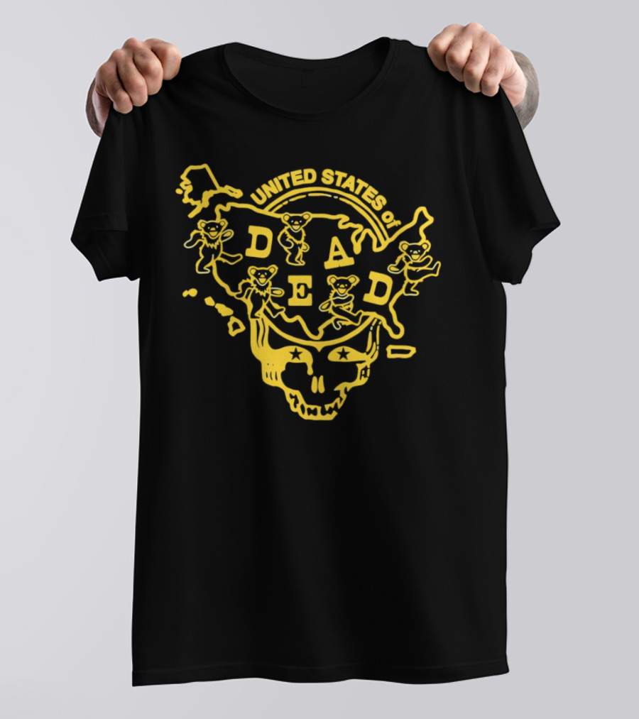 United States Of Dead Skull With Dancing Bears Grateful Dead T-Shirt
