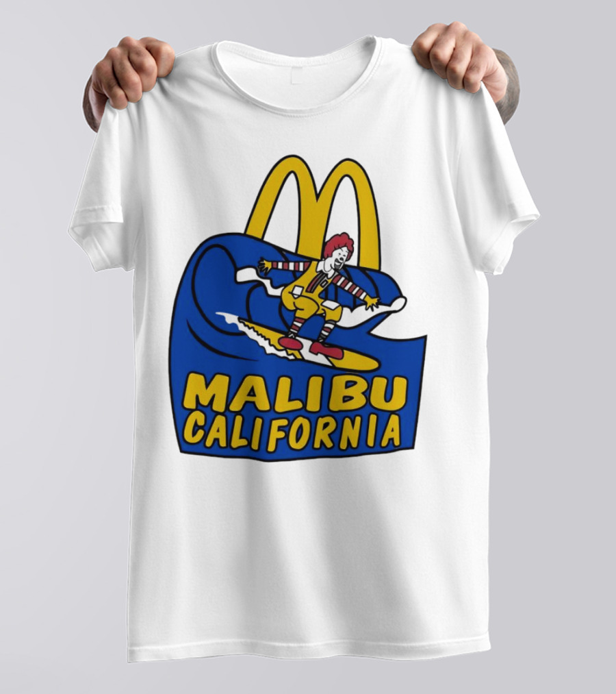 McDonald’s Clown Surfing Malibu California Waves T-Shirt