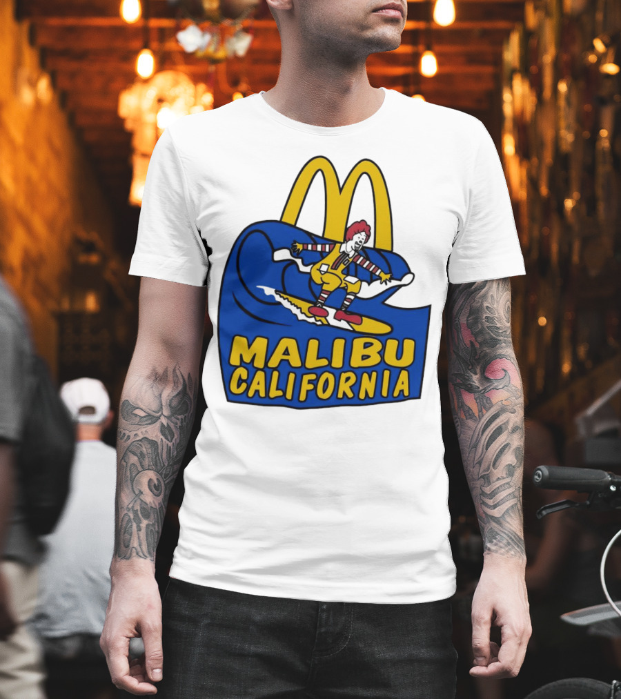 McDonald’s Clown Surfing Malibu California Waves T-Shirt
