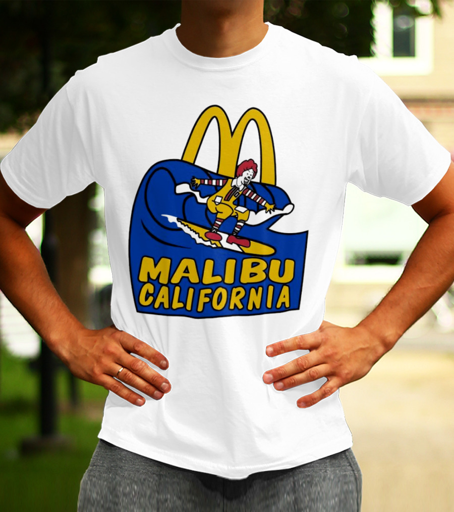 McDonald’s Clown Surfing Malibu California Waves T-Shirt