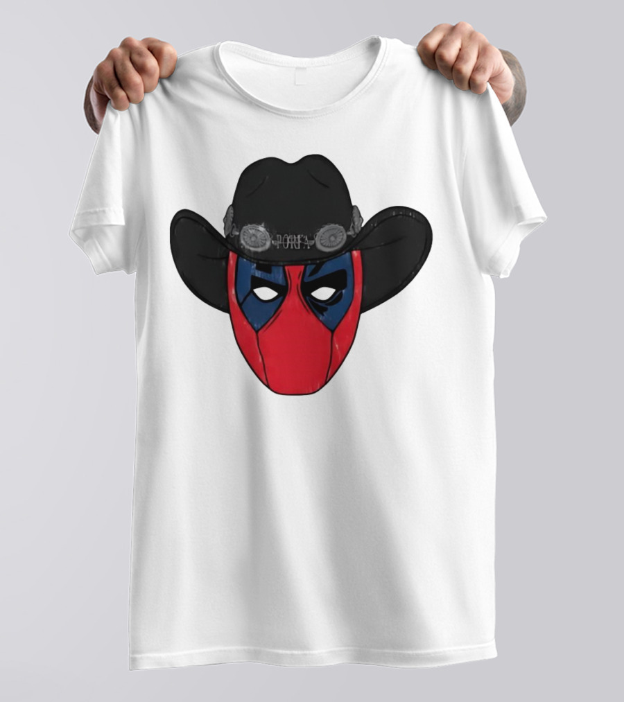 Por Favor Porfapool Deadpool Cowboy Hat Mask T-Shirt