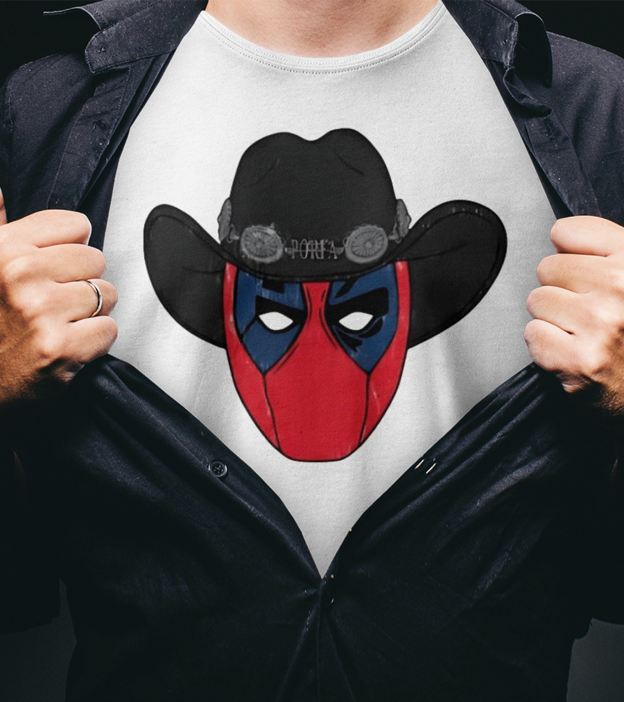 Por Favor Porfapool Deadpool Cowboy Hat Mask T-Shirt