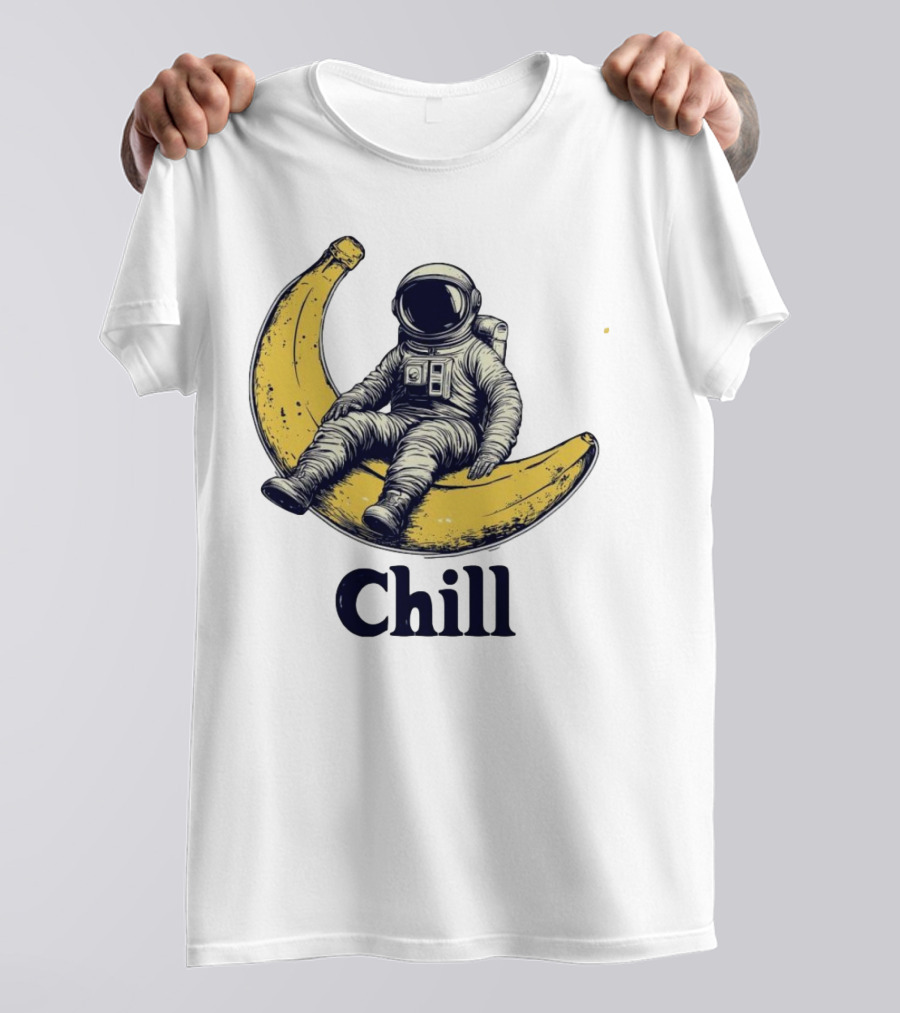 Astronaut Chill Sit On Moon Banana T-Shirt