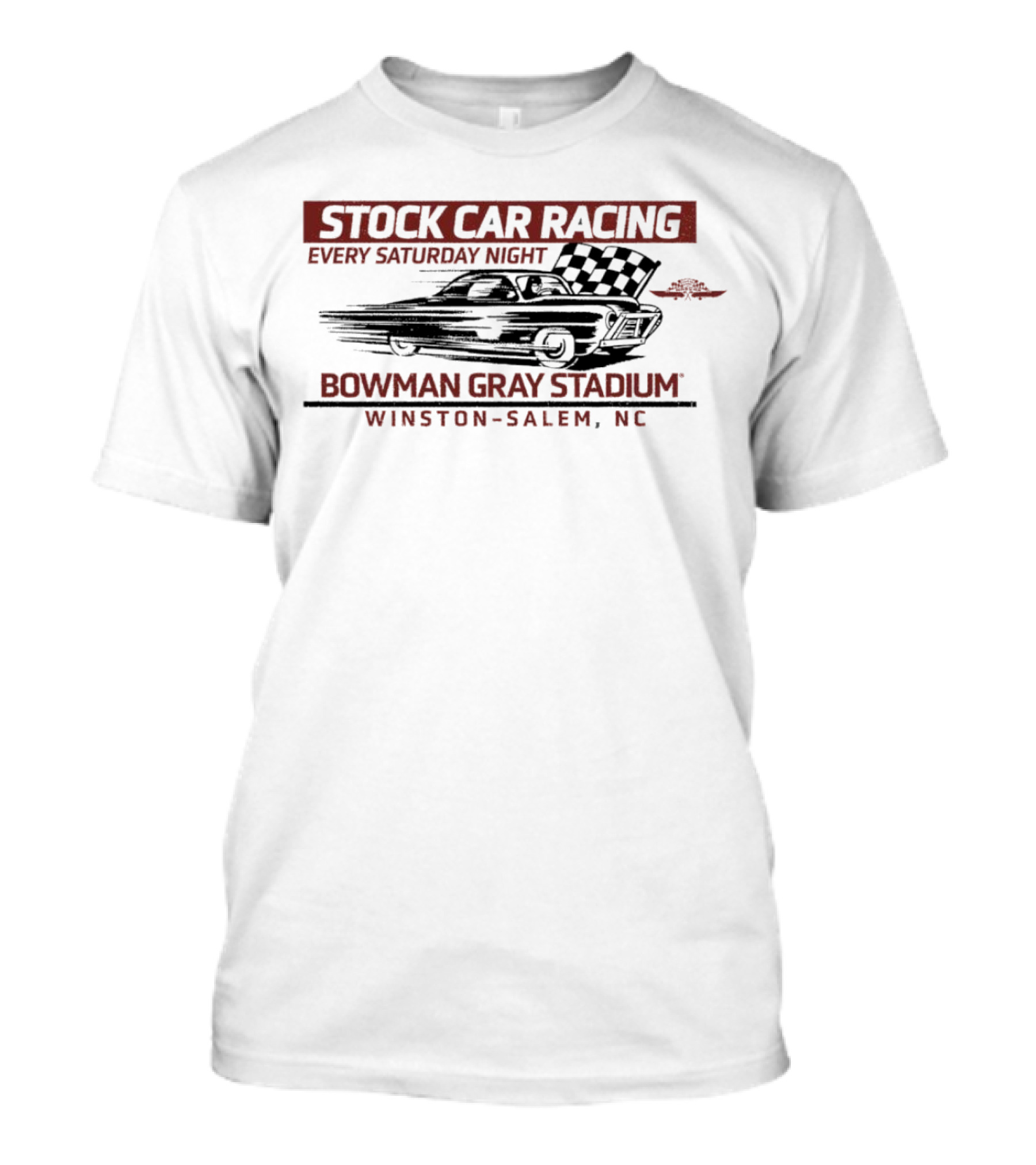 Stock Car Racing Every Saturday Night Bowman Gray Stadium Winston-Salem NC Vintage Checkered Flag T-Shirt