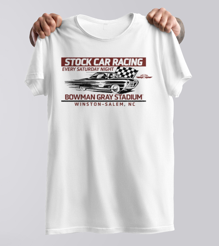 Stock Car Racing Every Saturday Night Bowman Gray Stadium Winston-Salem NC Vintage Checkered Flag T-Shirt