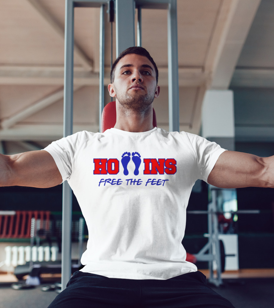 Hollins Free The Feet With Red And Blue Footprints T-Shirt