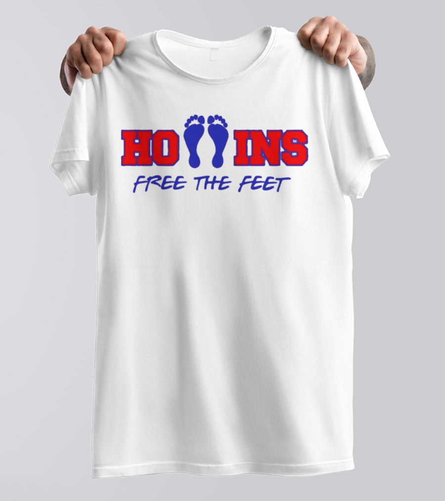 Hollins Free The Feet With Red And Blue Footprints T-Shirt