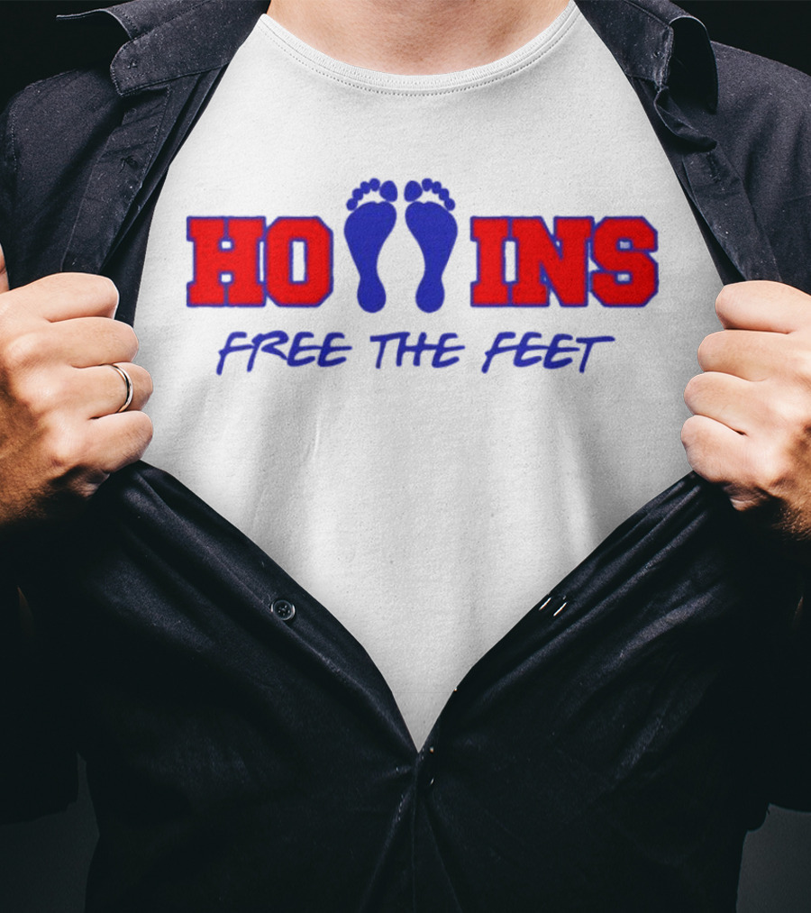 Hollins Free The Feet With Red And Blue Footprints T-Shirt