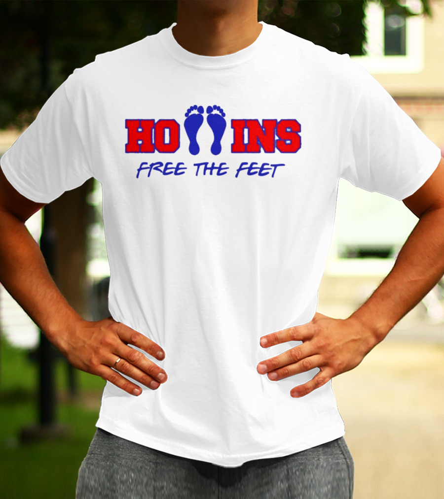 Hollins Free The Feet With Red And Blue Footprints T-Shirt