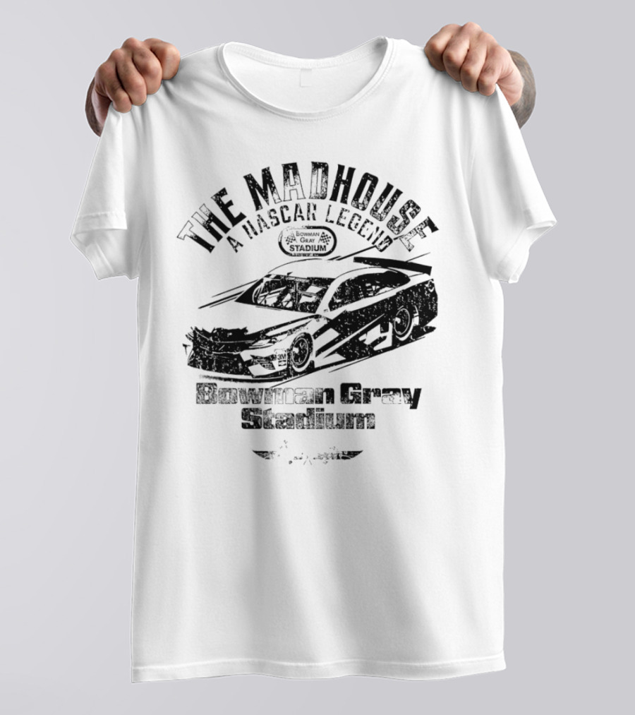 The Madhouse A NASCAR Legend Car Graphic Bowman Gray Stadium T-Shirt