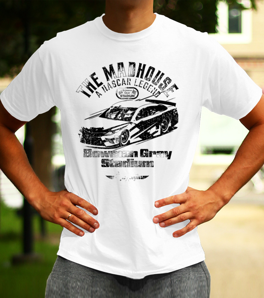 The Madhouse A NASCAR Legend Car Graphic Bowman Gray Stadium T-Shirt