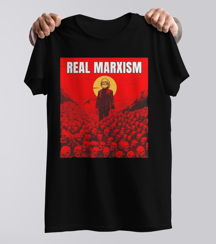 Karl Marx Real Marxism Surrounded By Skulls T-Shirt