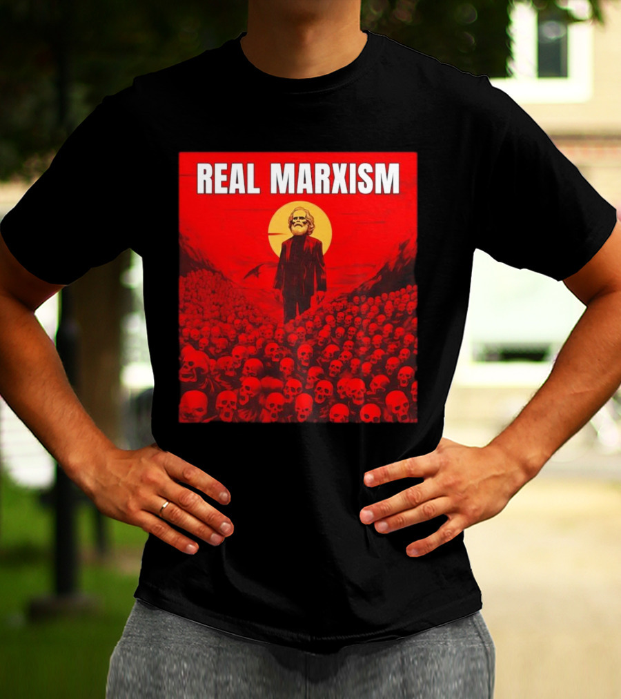 Karl Marx Real Marxism Surrounded By Skulls T-Shirt