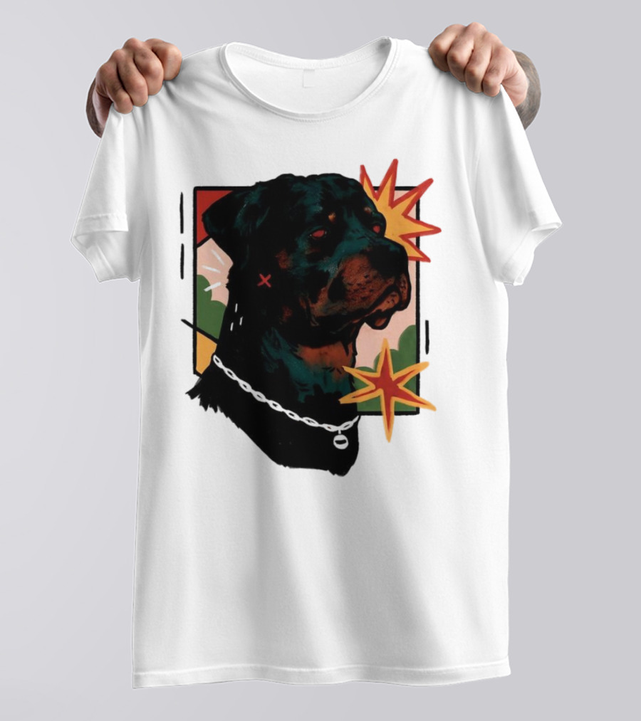 Rottweiler Pop Art Style With Starburst Elements T-Shirt