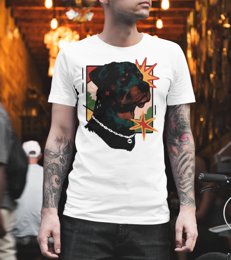 Rottweiler Pop Art Style With Starburst Elements T-Shirt