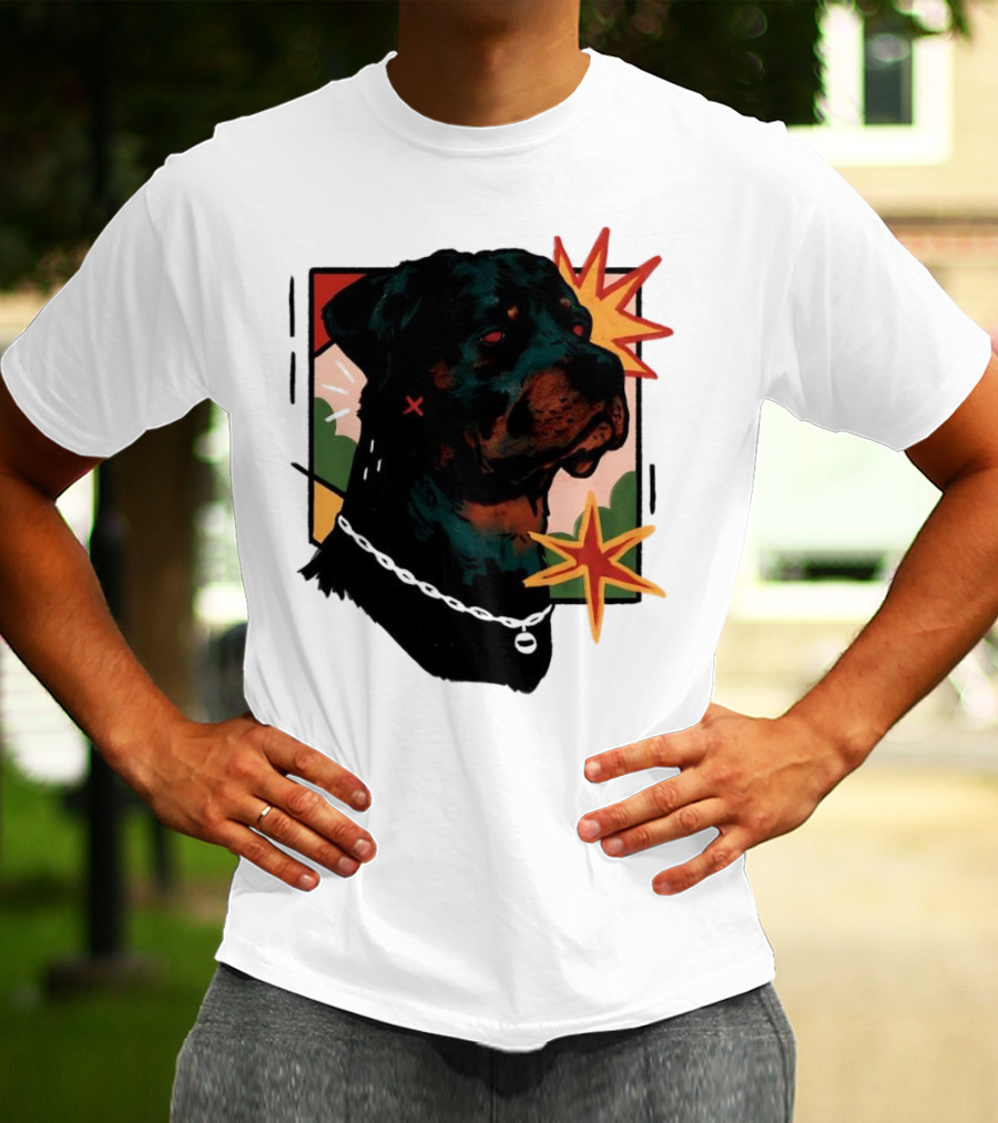 Rottweiler Pop Art Style With Starburst Elements T-Shirt