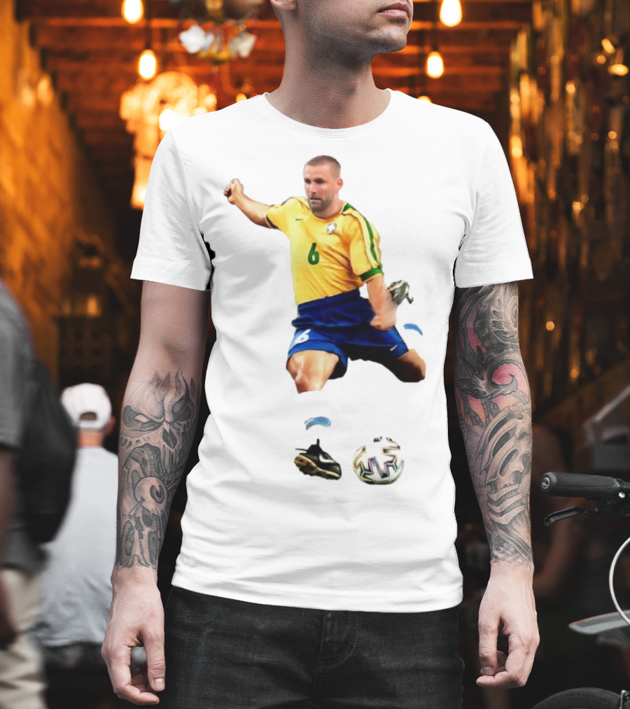 Shawberto Carlos Footballer In Brazilian Kit With Ball T-Shirt