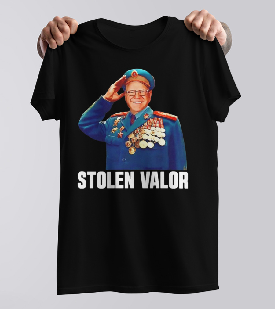 Tim Walz Stolen Valor Soviet Military Outfit Political Conservative T-Shirt