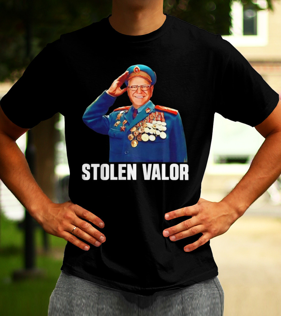Tim Walz Stolen Valor Soviet Military Outfit Political Conservative T-Shirt