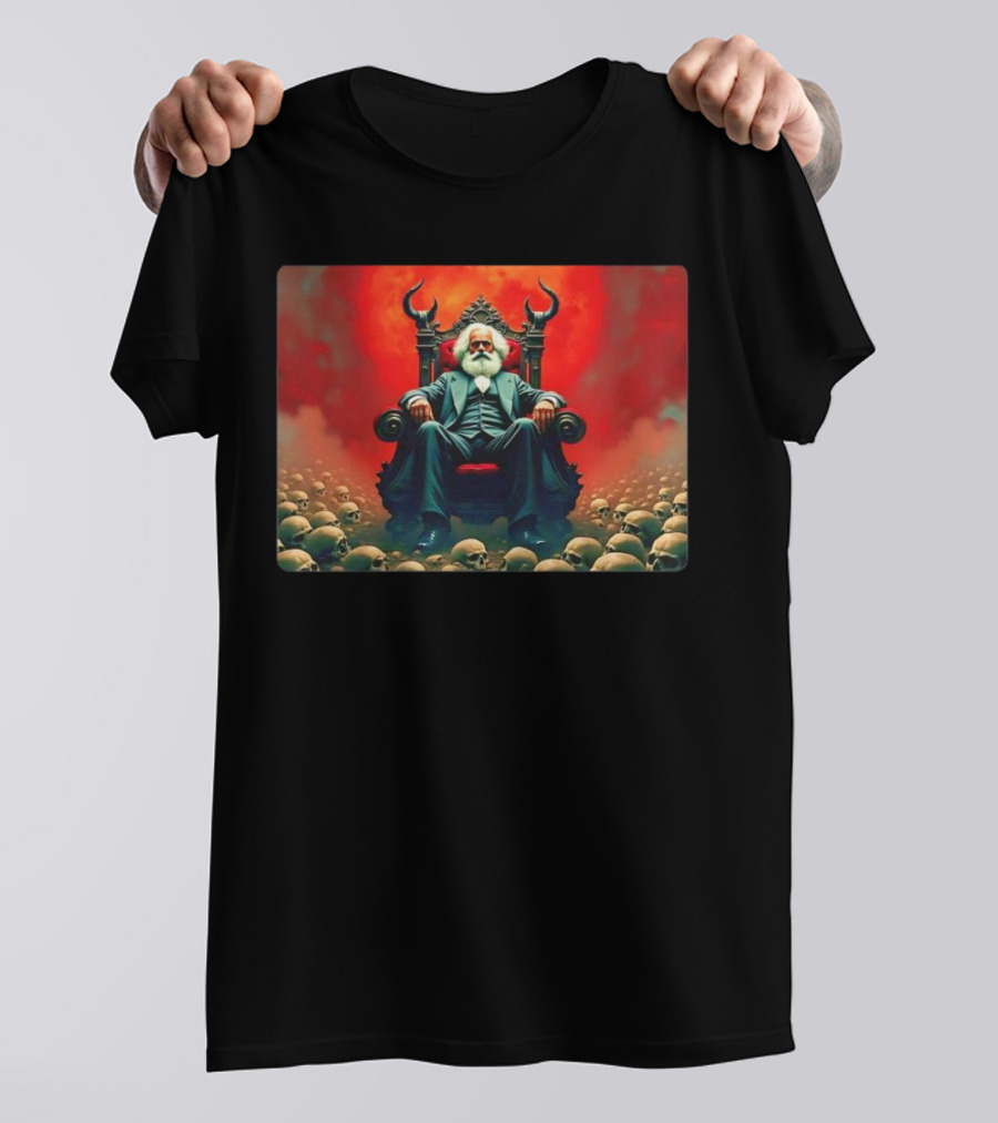 Communists Want To Abolish Intellectual Property Karl Marx Throne Of Skulls And Flames T-Shirt