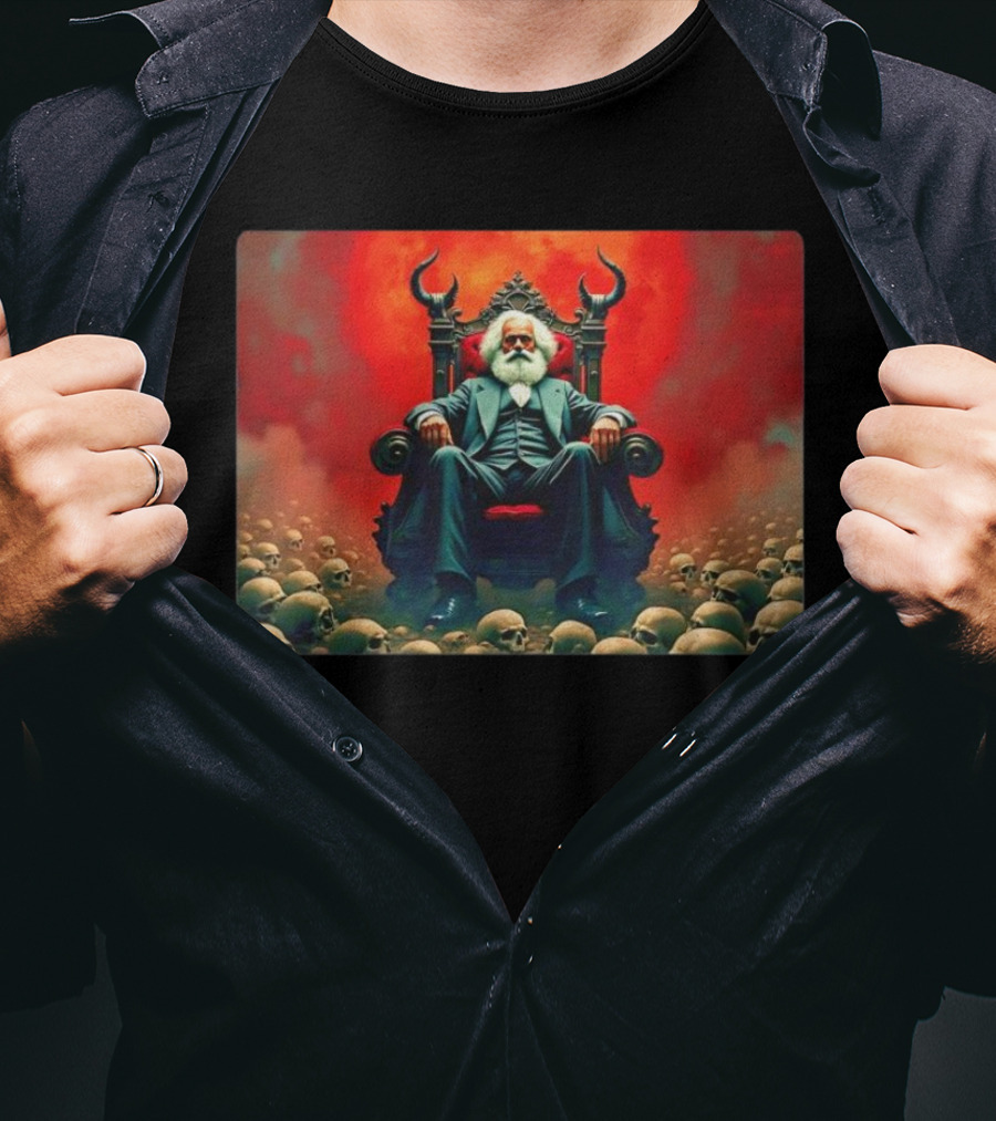Communists Want To Abolish Intellectual Property Karl Marx Throne Of Skulls And Flames T-Shirt