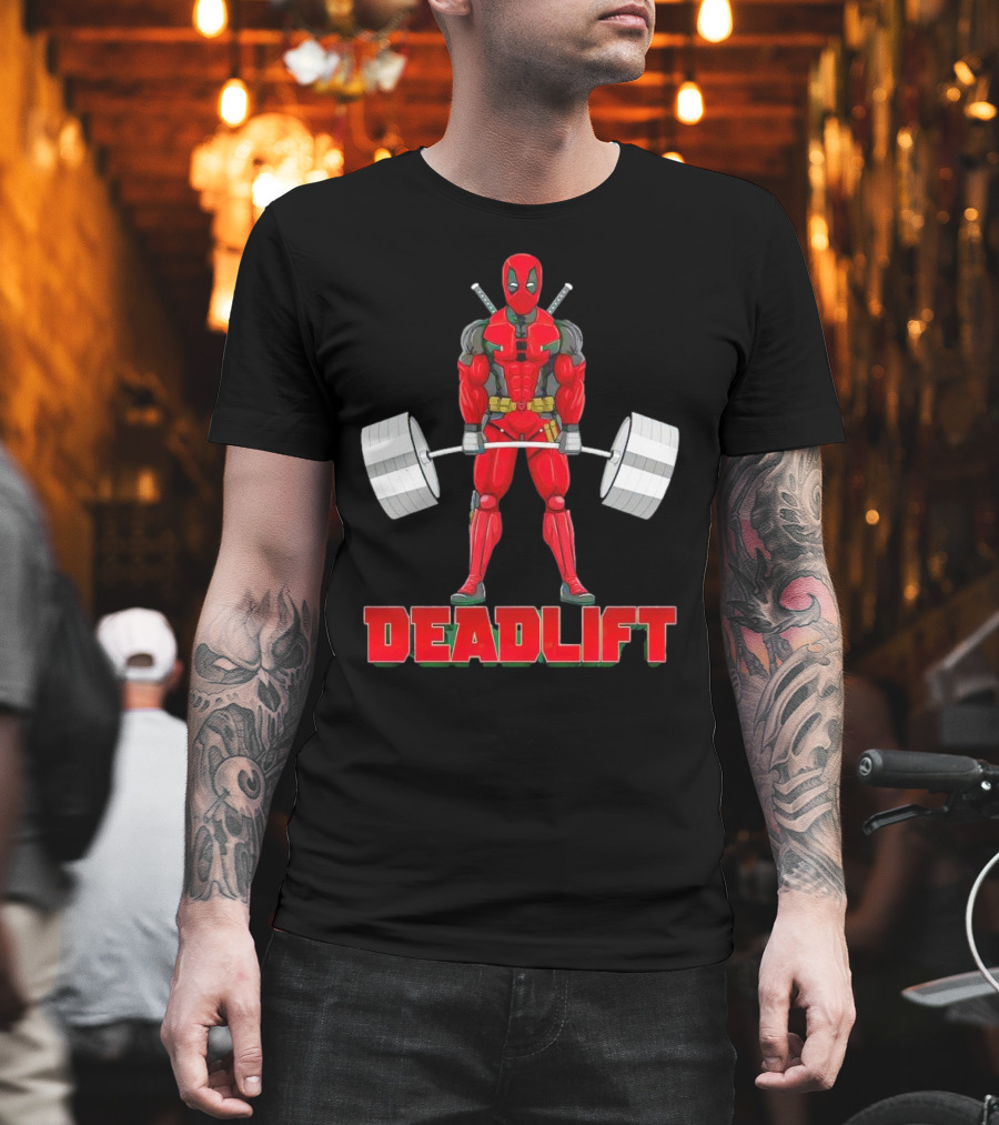 Deadpool Deadlift Gym Fitness Comic Character Strength Training T-Shirt