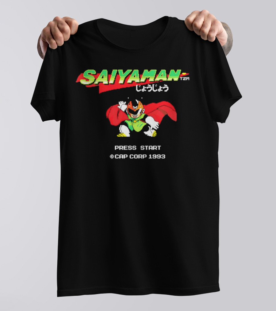 SAIYAMAN Press Start ©CAP CORP 1993 Vintage Game Gohan Rocks T-Shirt