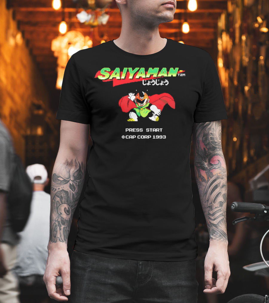 SAIYAMAN Press Start ©CAP CORP 1993 Vintage Game Gohan Rocks T-Shirt