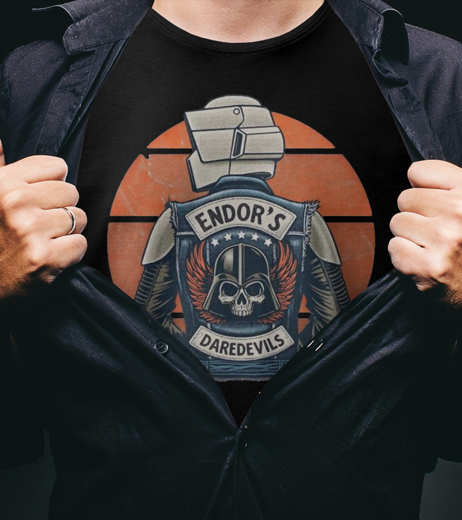 Imperial Biker Scout Club Endor’s Daredevils Vintage Skull Jacket T-Shirt