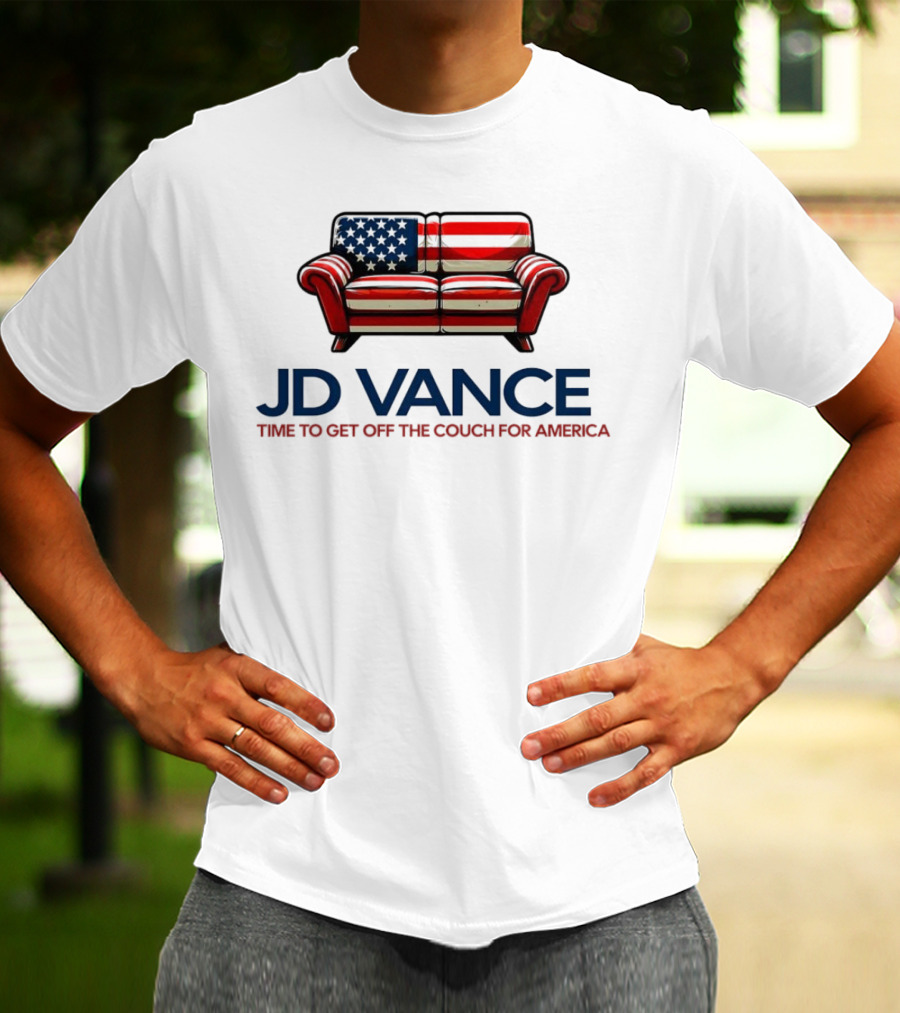 JD Vance Time To Get Off The Couch For America USA Flag Couch T-Shirt